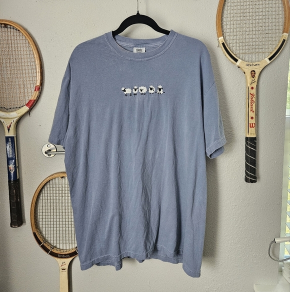 Sheep Comfort Colors Dusty Blue xl Tee Shirt - Picture 1 of 4